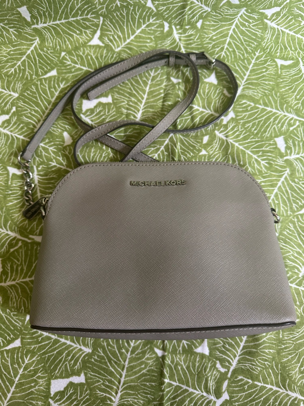 Michael by Michael Kors Pebble-Textured Grey Crossbody with Gold Hardware